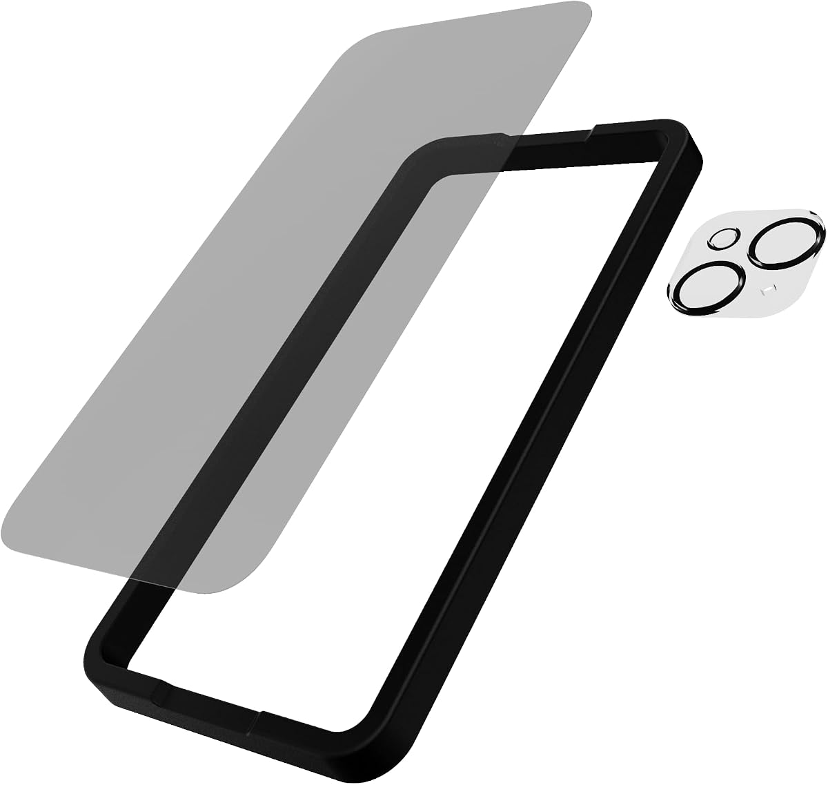 Paquete de pantalla de privacidad de vidrio de impacto con protector de lente de cámara para iPhone 15 Plus