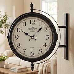 Grand Central Station Double Sided Wall Clock Black Iron Frame, Cream Dial, Silent Quartz Movement photo Grand Central Station Double Sided Wall Clock Black Iron Frame, Cream Dial, Silent Quartz Movement