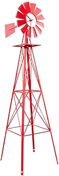 Thanos Windmill Yard Garden Metal Ornamental Wind Mill Weather Vane Weather Resistant Red