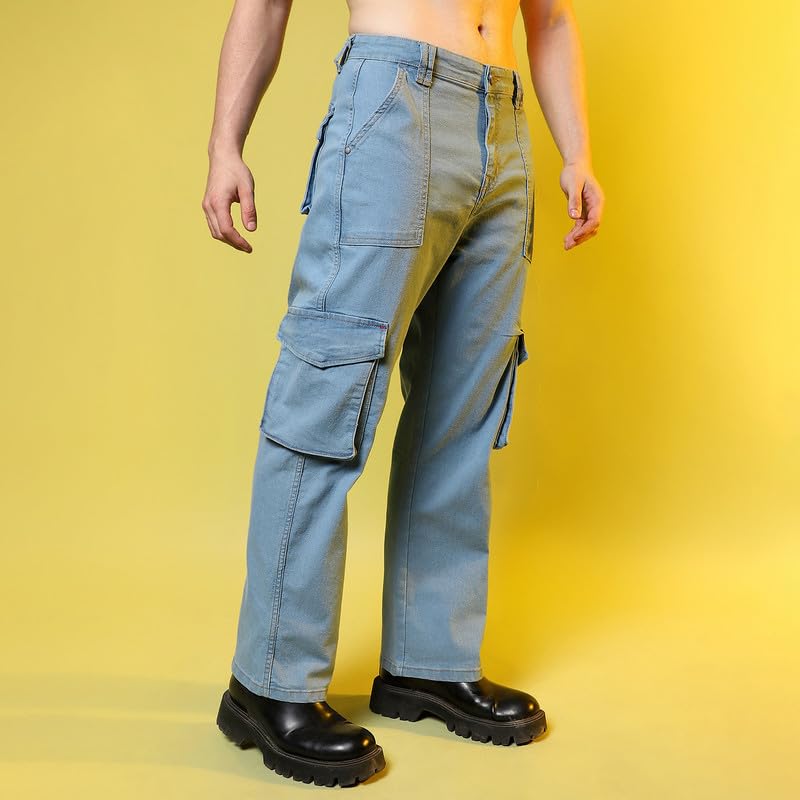 Image of CAHOOT Men's Denim Jeans Wear | Light-Wash | Button Closure | Regular Fit | Denim Jeans Crafted with Comfort Fit for Everyday Wear