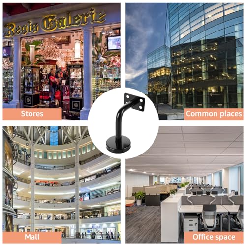 FWEEK 6 Stück Handlaufhalter Schwarz, Handlaufhalter Edelstahl 60x80 mm, Handlaufträger Handlauf Halterung für Innenwand, Treppengeländer, Korridor, Holz Geländer