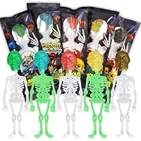 Halloween Süßigkeiten 5 Stück, Halloween Deko Skelette Gruseliges Mitgebsel für Party & Schrecklich Leckere Snacks,Nachtlicht Schädel Lutscher Süssigkeiten Halloween Skelett Streich Lolli Snacks