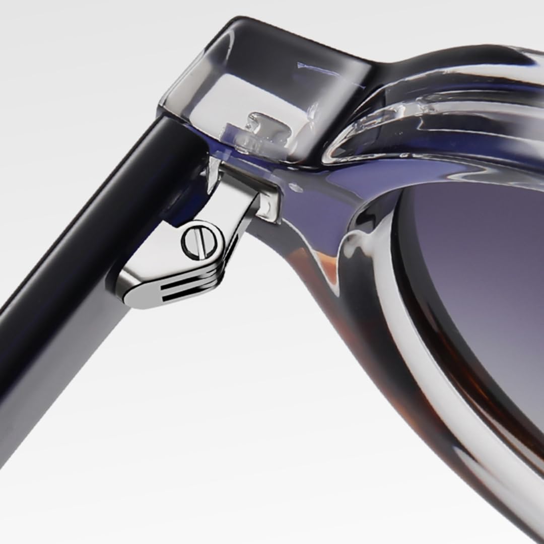 Occhiali da sole rotondi polarizzati retrò da uomo, montatura in acetato per donna, stile blu leopardato grigio