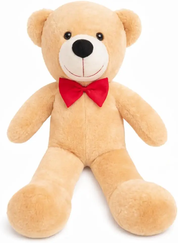 Urso De Pelúcia Teddy Grande Com Laço 50cm Fofinho Para Presente (Doce de Leite)