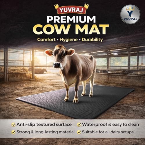 Image of Yuvraj EVA Cow Mat 8x5 Ft for Dairy Farms | Heavy-Duty Non-Slip EVA Floor Mat for Cow & Buffalo | Waterproof, Comfortable & Easy to Clean (Black)