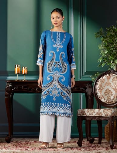 Image of BIBA Women Rayon Straight Printed Kurta