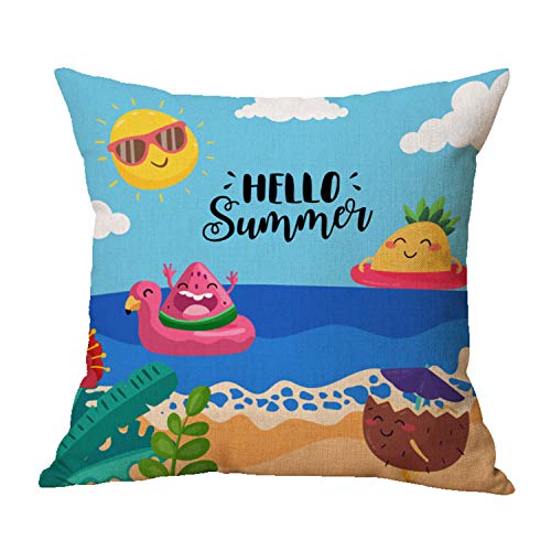 KALEFUL-Summer-Beach-Pillow-Covers-Tropical-Sunshine-Plant-Ocean-Throw-Pillowcase-2021-New-Summer-Decorations-Polyester-Linen-Cushion-Case-Home-Decor-18-x-18-Inch-Set-of-4 51tyFDIAYFL