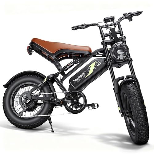 FLYSORA Electric Bike for Adults e300,1000W Peak Brushless Moto E Bike,31 Miles 48V/15.6AH with 28MPH ebike,16” Fat Tire Electric Dirt Bike for Mountains,Snow,Sand,Road,UL Certified ebikes for Adults