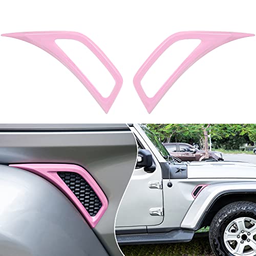 Bonbo 2PCS Exterior Accessories Wheel Eyebrow Side Air Conditioning Vent Outlet Cover Trim for Jeep Wrangler JL JLU Sports Sahara Freedom Rubicon Unlimited Gladiator JT 2018-2023 (Pink)