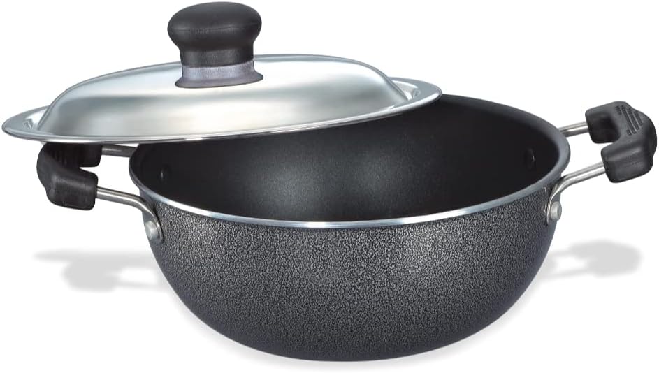 Prestige Omega Select Plus 20Cm- 2.2L Non-Stick Kadai with SS Lid |PFOA Free Teflon Non-Stick Coating | Scratch Resistant | Flat Base |Durable Handles |1 Year Warranty