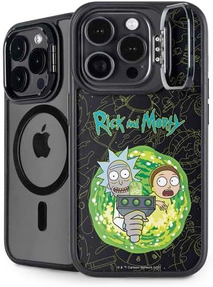 Skinit Kickstand Phone Case Compatible with iPhone 16 Pro - Officially Licensed Adult Swim Rick and Morty Portal Pattern Design
