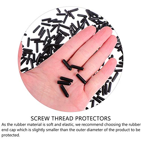 ULTECHNOVO 250 Pcs Preto Tubo Poste de Borracha Parafuso Parafuso Protetor de Rosca Tampas de Extrem