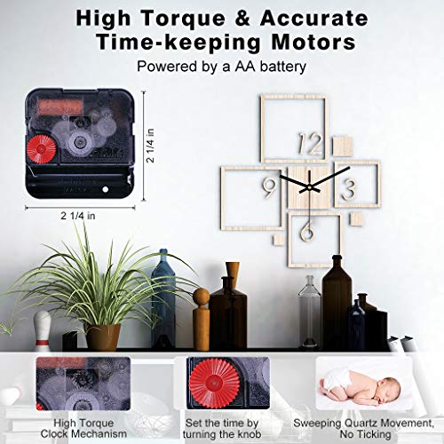 Emoon High Torque Clock Movement Mechanism With 3 Pairs Of Hands, Silent Sweep Quartz Clock Motor Kit For Clock Repair Diy Replacement #TOP4