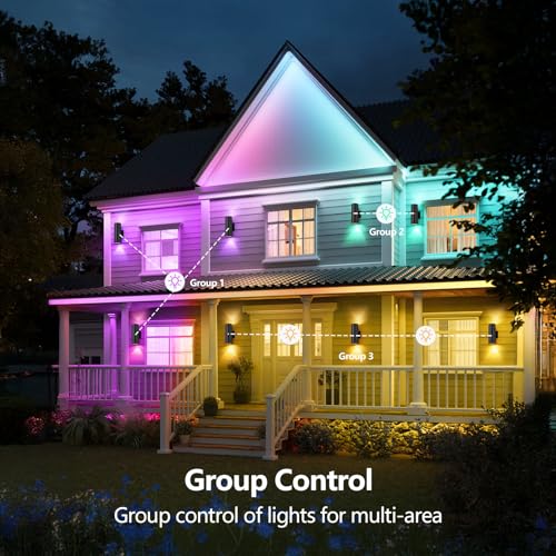 Nigaut Smart Outdoor Wall Lights, 30W Exterior/Interior Lighting Fixture Compatible with Alexa, IP65 Waterproof Up and Down Lights Outdoor for Porch Garden, 2.4 GHz Wi-Fi & App Control