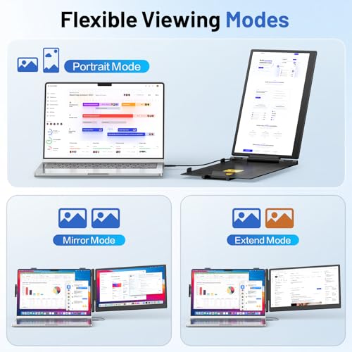 Image of Laptop Screen Extender, 14 inch FHD 1080P Portable Monitor for Laptop with 100% sRGB, Dual Screen Extender for Laptop 13-17.3 inch, Plug & Play External Monitor, Business Travel & Home Office