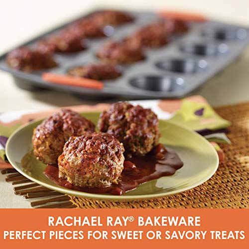 Rachael-Ray-Nonstick-Bakeware-Set-with-Grips-and-12-Cup-Muffin-Tin-11-Piece-Gray