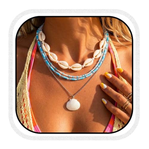 Reaky Halskette Boho Sommer Halskette Shell Multistrand Necklace Strand-Accessoires für Damen