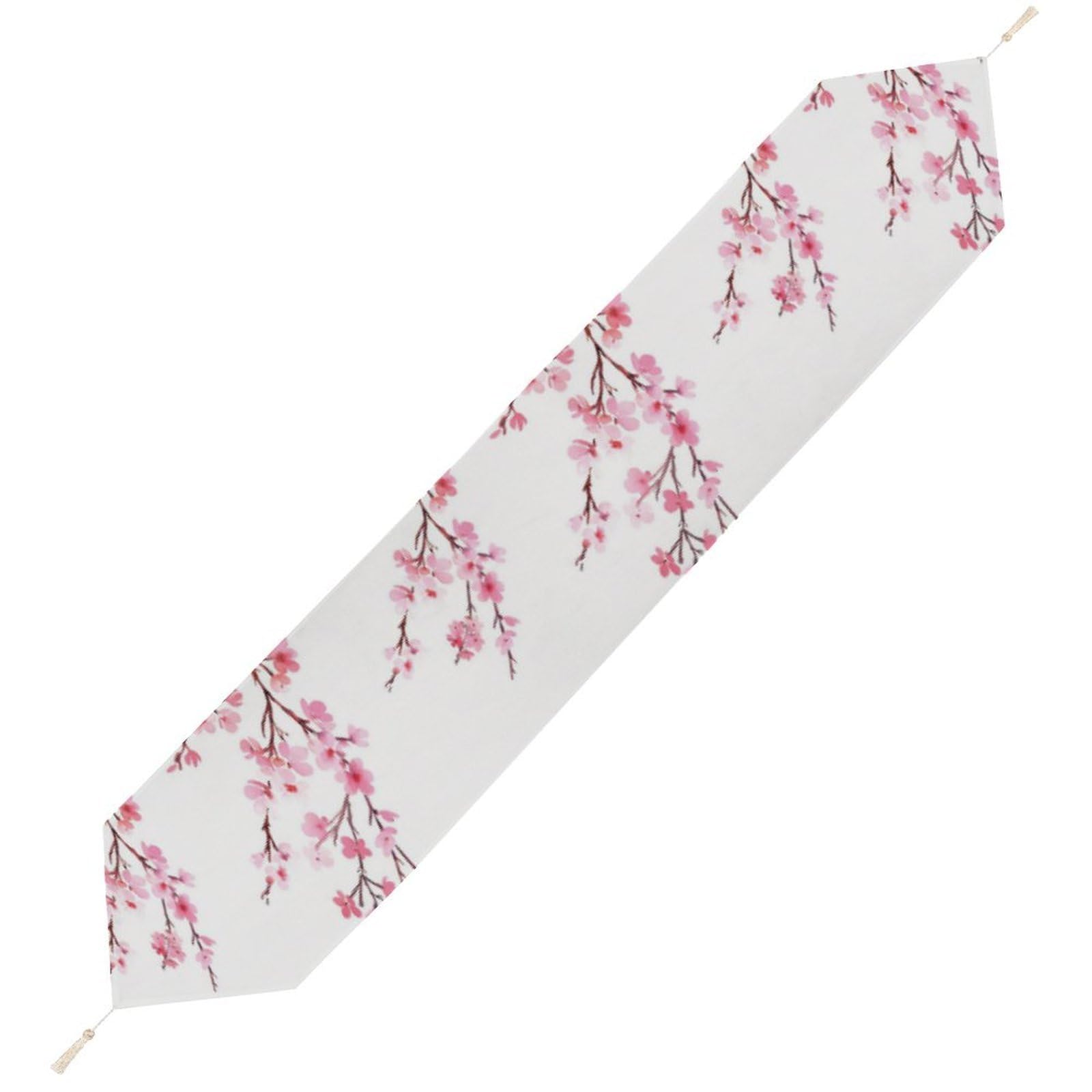 JZemdybill 229*33cm Table Runner with Tassel, Cherry Blossoms Table Runner, Table Decoration for Kitchen, Party, Restaurant