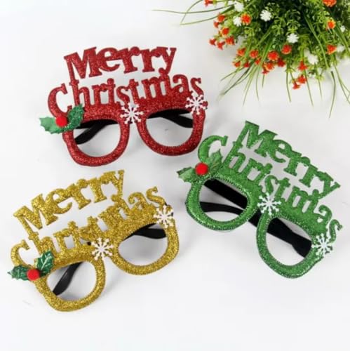 Image of PoPo Toys Merry Christmas Glasses Photo Booth Props, Fun Party Accessories for Adults, Colorful Christmas Party Decorations, Holiday Celebration Eyewear