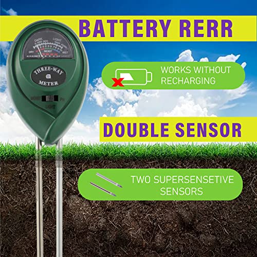 Eplzon Soil Moisture Meter 3 In 1 With Moisture, Light And Ph Test For Potted, Garden, Farm, Lawn, Indoor And Outdoor Plants No Battery Needed（Pack Of 1 Pcs） #TOP1