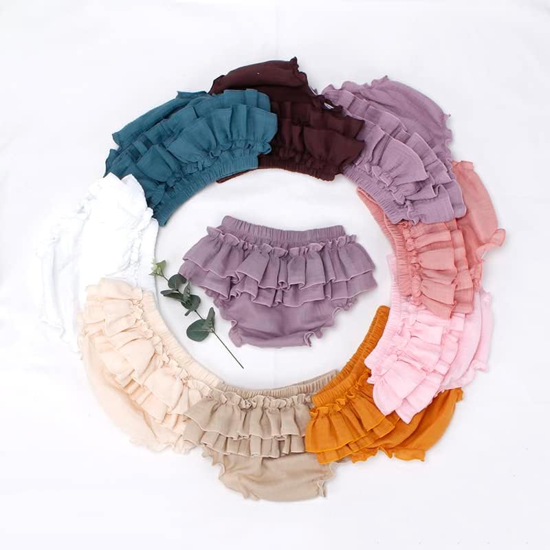 Newborn Infant Baby Girl Cotton Bloomers and Bows Toddlers Ruffle Shorts Diaper Covers Headband Set - Image 7