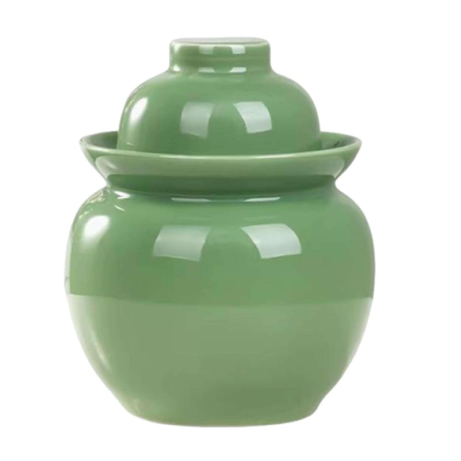 Kimchi Jar – Traditioneller Porzellan-Fermentationsbehälter mit Luftschleusendeckel und Wasserdichtung, Retro-Lebensmittelaufbewahrung für Essiggurken, Sauerkraut und mehr