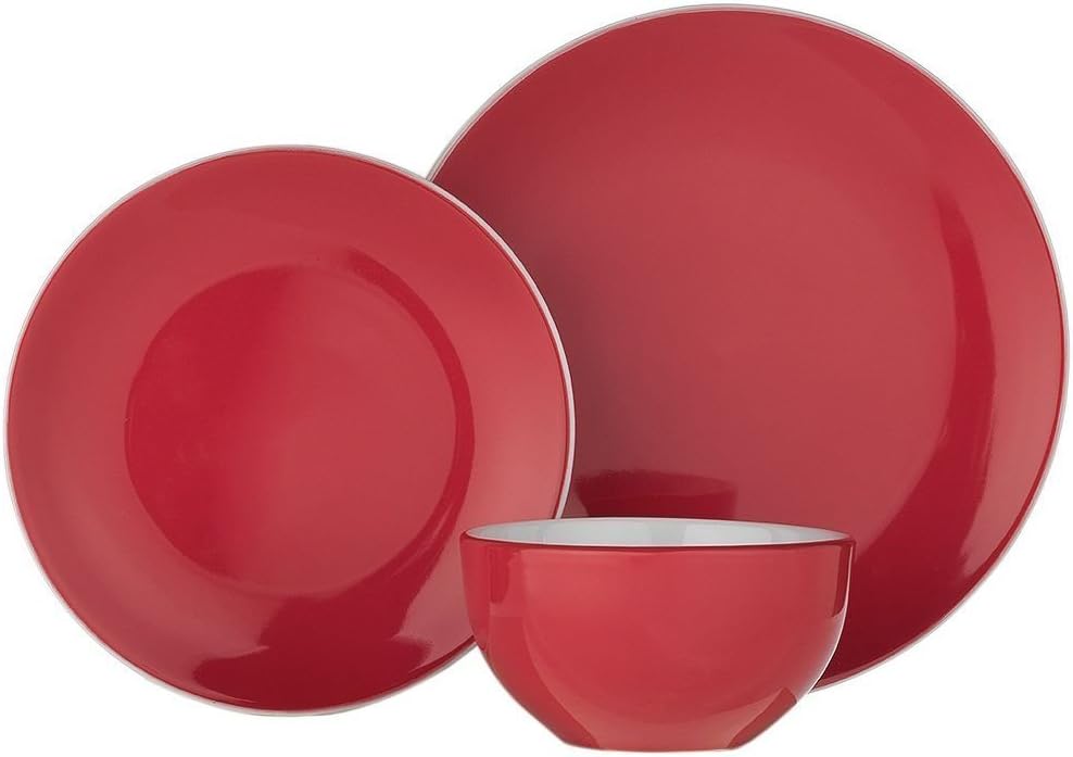 WOW ColourMatch Stoneware 12 Piece Dinner Set - Poppy Red