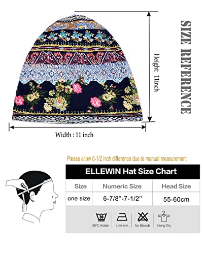 Ellewin Chemo Caps For Women, Cute Cotton Beanie Hats Chemo Headwear For Cancer Patient Snood Hats Slouchy Retro Tribal Printed Head Covering Thin Hippie Beanies Casual Skullies Beanies #TOP4