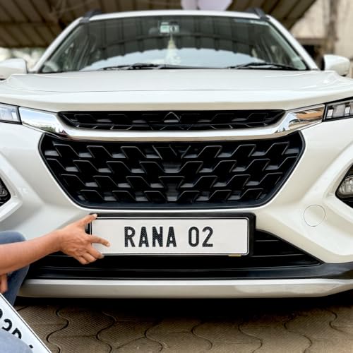 Image of Moto Utility Car Number Plate Set with Frames | Front & Rear | Premium Aluminium Die Pressed Plate | Customizable Registration Plate | Universal Fit | Fancy Use | 1 Year Warranty