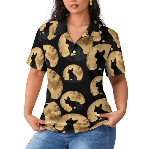 Polo de entrenamiento para mujer con diseño de bulldog francés y camiseta casual para tenis y golf