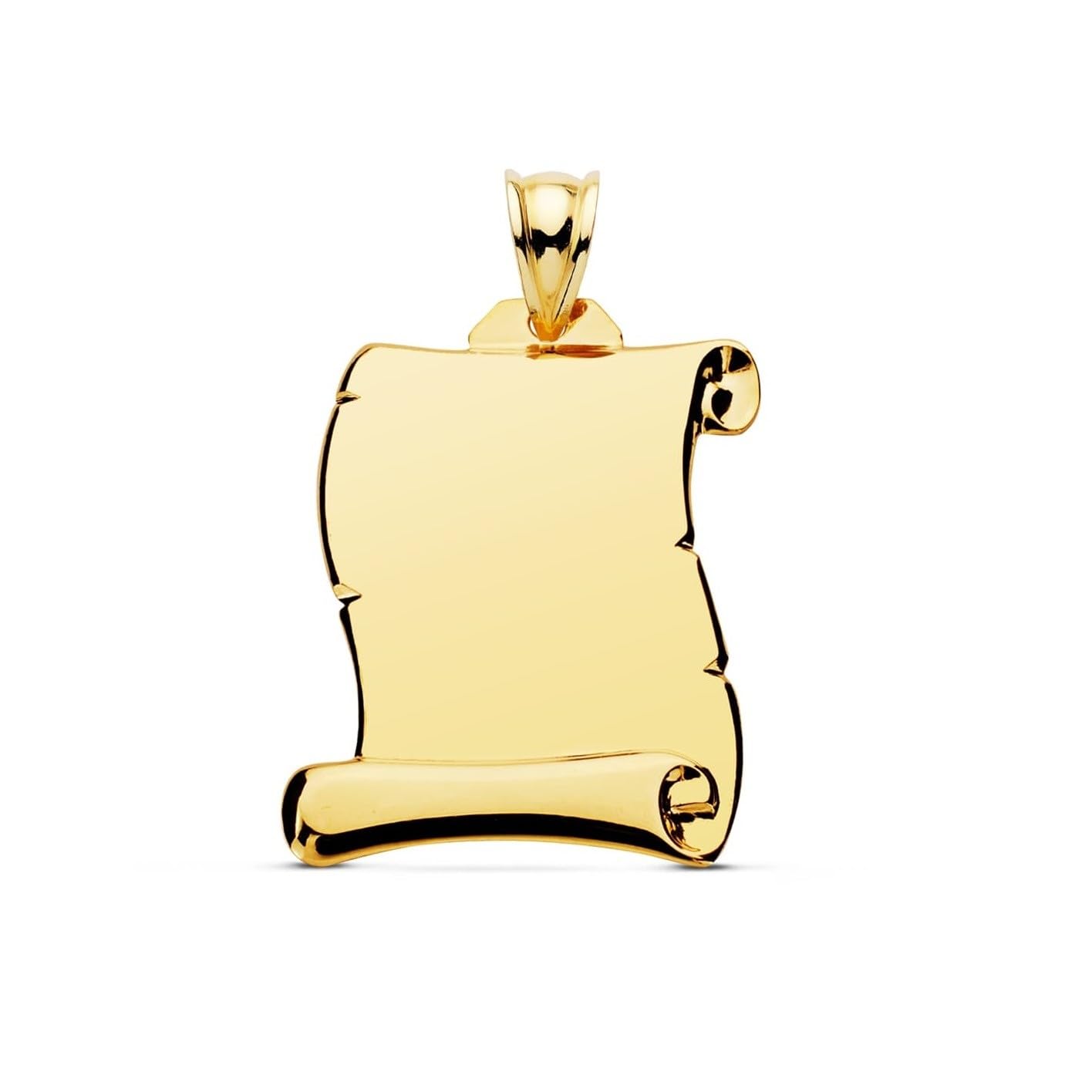Pergamino Placa Colgante en Oro 9k de 28mm. liso