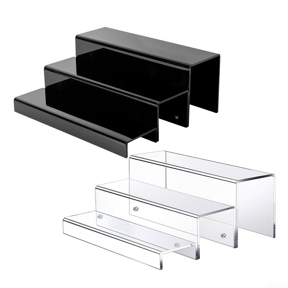 Klarer Acryl-Display-Ständer, Acryl-Präsentationsständer for Schmuck, Parfüm, Cupcakes, 3 Stück, Schwarz und Transparent(Black)