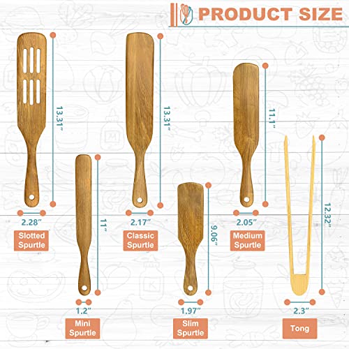 STIRGURU Set Of 5 Wooden Spurtle Set + 1 Toaster Tong To Stir And Serve Like A Whiz - Spurtles Kitchen Tools Wooden. Handy For Chef De Cuisine. Acacia Wood Spatula Spurtles Kitchen Tools As Seen On Tv by STIRGURU - Image 2