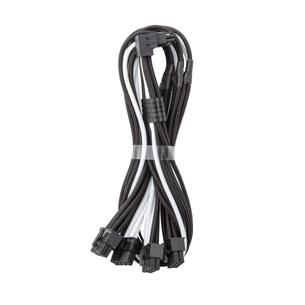 CableMod E-Series Pro ModMesh Sleeved 12VHPWR 90° StealthSense PCI-e Cable for EVGA G/G+ / P/P+ / T - Variant A (Black, 16-pin to Quad 8-pin, 60cm)