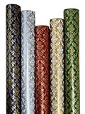 ATTRAKTIVES MUSTER - Die verschiedenen Designs auf dem Geschenkpapier sind zeitlos, sodass sie zu jedem Anlass passen. Zum Set gehören Papierrollen in verschiedenen Farben, wie schwarz, gold und silber. Jede Rolle ist also anders gestaltet, was sehr praktisch ist, wenn mehrere Geschenke unterschiedlich verpackt werden sollen.