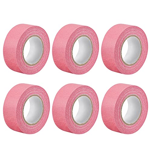Image of uxcell 6Pcs 25mm 1 inch Wide 20m 21 Yards Masking Tape Painters Tape Rolls Pink
