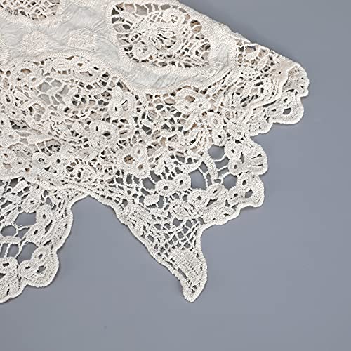 Berax Damen Weste Cardigan Sommer Hippie Gilet Häkeln Hohl Spitze Irregular Boho Ärmellos Cardigan Weste Kurz (Beige)