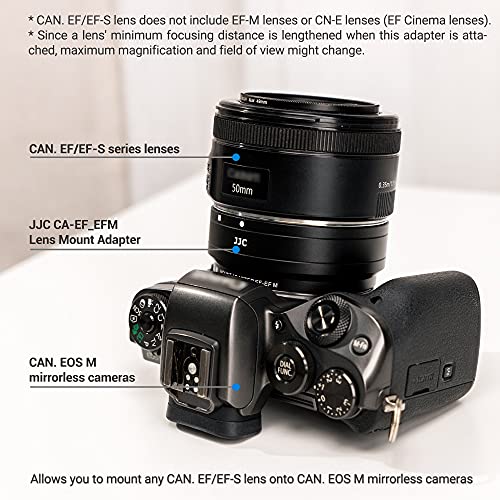 JJC EF-EOS M Adaptador de Montura de Lente para Lentes Canon EF/EF-S a Cámara Canon EF-M miniatura 4