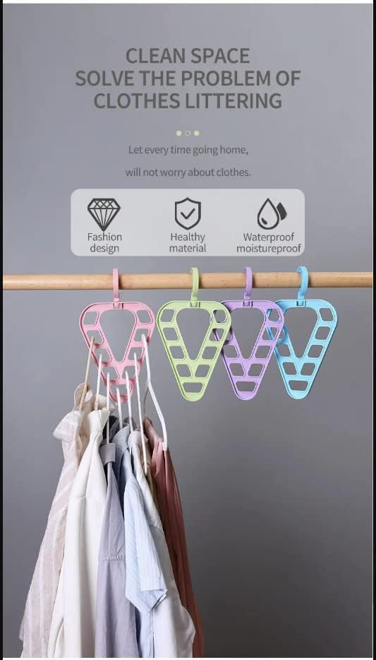 Miniatura 8 de Organizador y almacenamiento de armario, organizador de perchas, multifuncional, giratorio, antideslizante, 9 agujeros, colgador de ropa de
