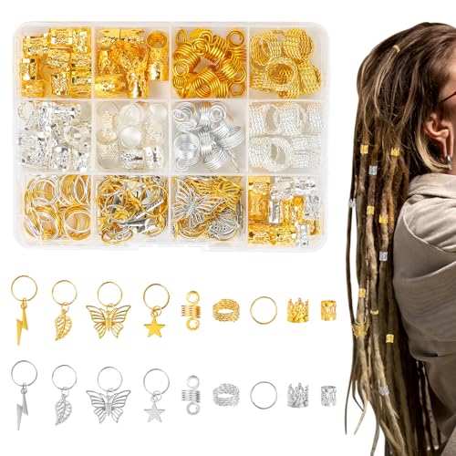 Furuising 200 Stück Aluminium Haarschmuck Dreadlocks, Haar Schmuck, Metall...