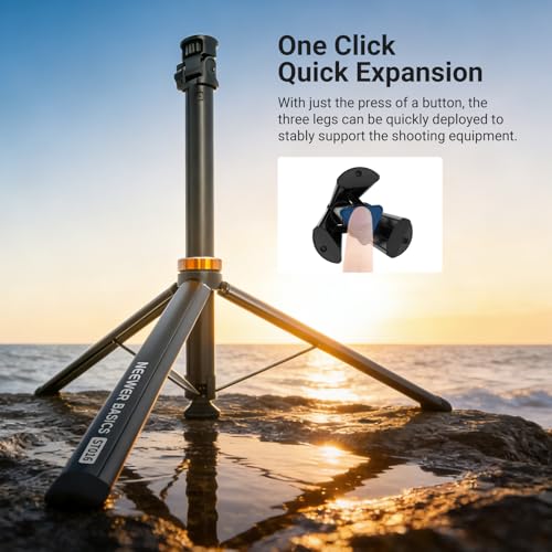 Image of NEEWER Basics Photography Light Stand, 81 inch Extendable Metal Portable Adjustable Camera Tripod for Continuous Output Lighting, 1 /4 inch Screw Compatible with Canon Nikon Sony DSLR Webcam Pocket 3, ST016