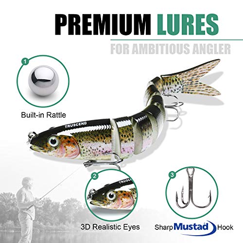 Image of TRUSCEND Jointed Fishing Lures for Swimbait Glidebait Bar with Mustad Hooks Hard Bait Realistic Slow Sinking Fishing Kit