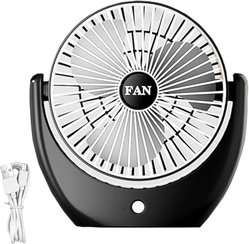 Image of 4000mAh High Speed ๐๐๐๐ก๐๐ซ๐ ๐๐๐๐ฅ๐ Table Fan for Home, ๐๐ฌ๐๐ข๐ฅ๐ฅ๐๐ญ๐ข๐ง๐ ๐๐๐ง with ๐๐๐ ๐๐ข๐ ๐ก๐ญ | ๐๐๐ ๐๐๐ซ๐ฌ๐จ๐ง๐๐ฅ Fan, ๐ ๐๐ฉ๐๐๐ (F0 - Black)