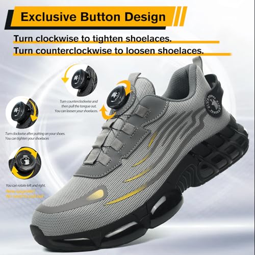 Image of Steel Toe Shoes for Men Women Safety Work Shoes Air Cushion Construction Industrial Shoes Safety Shoes Lightweight Steel Toe Sneakers for Men