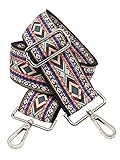 BENAVA Taschengurt Boho Muster Schulterriemen für Taschen 75-135cm mit Karabiner in Farbe Silber | Schultergurt für Taschen mit Strickmuster als Ersatz für Taschenhenkel Taschenriemen Taschenkette
