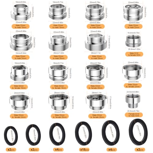 16 Stück Wasserhahnadapter, CNYMANY M22 Adapterset für Küchenbelüfter Männlich Weiblich Waschbecken-Wasserhahn-Adapter Verbinden Gartenschlauch Wasserfilter Standardschlauch über Umsteller