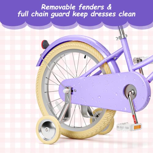 Image of Glaf 12 14 16 18 20 24 Inch Girls Bike for 2-15 Years Old | Kids Bike with Training Wheels,Girls Cruiser Bicycle, with Adjustable Seat and Handlebar,Gift