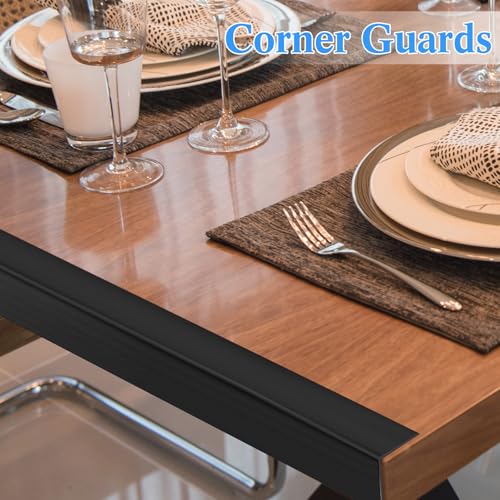 Image of Sasylvia 10 Pcs Wall Corner Protector Guards, Vinyl 1 x 36 Inch Corner Trim Molding, Avoid Scratching Scuffs, Ease Install and Cleaning for Door Countertop Furniture Cabinet Protection, Black