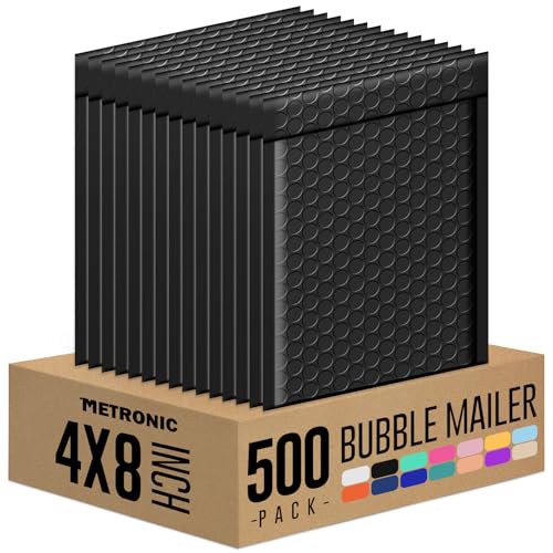Image of Metronic Bubble Mailer 4X8 Inch Black 500 Pack,Waterproof Padded Envelopes,Self-Seal Small Bubble Mailers Cushioning Bubble Envelopes for Shipping,Jewelry Makeup Supplies, Packaging Bulk