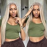 AliPearl Wig P18/613 Blonde Lace Front Wigs Human Hair Pre Plucked For Black Women Straight 5x5 HD Transparent Lace Closure Wigs Human Hair Brazilian Virgin Hair Glueless Colored Human Hair Wigs 150% Density Ali Pearl Hair (22inch)